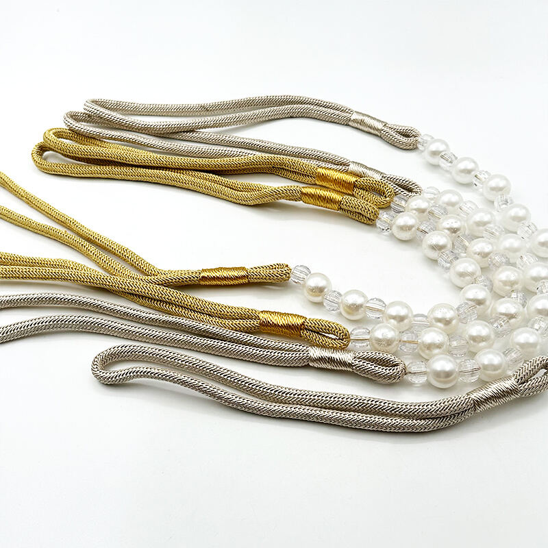 Wejoy Curtain Accessories Beading Curtain Straps Curtain Tie Back White Beaded Curtain Tieback Decorative Tieback Boho Curtain Holdback Window Treatment Accessories for Living Room Bedroom Kitchen