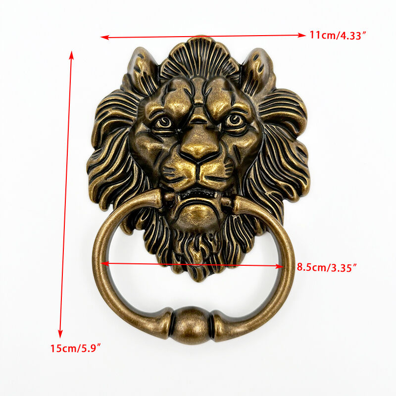 Poignées de meuble Wejoy à motif de lion | Poignées à bague en bronze | Poignées de meuble de luxe pour la décoration de portes