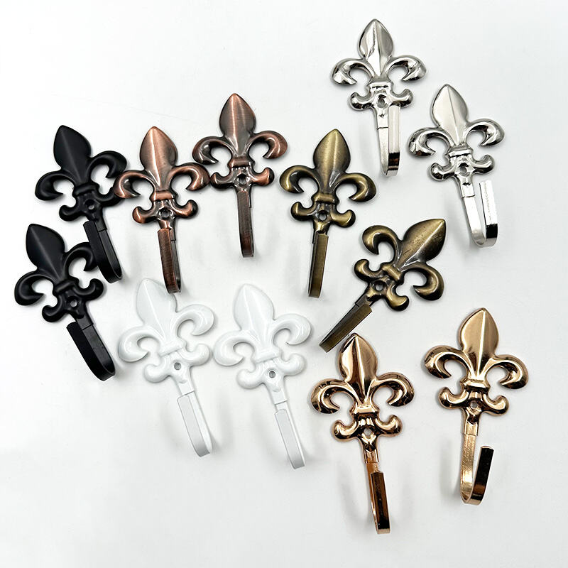Wejoy Wholesale Hot Selling Curtain Accessories Iron Plating Single Flower Hook Decorative Single Hook Floral Drapery Hook Iron Curtain Hook for Window Treatment Home Decor Bathroom Bedroom Kitchen