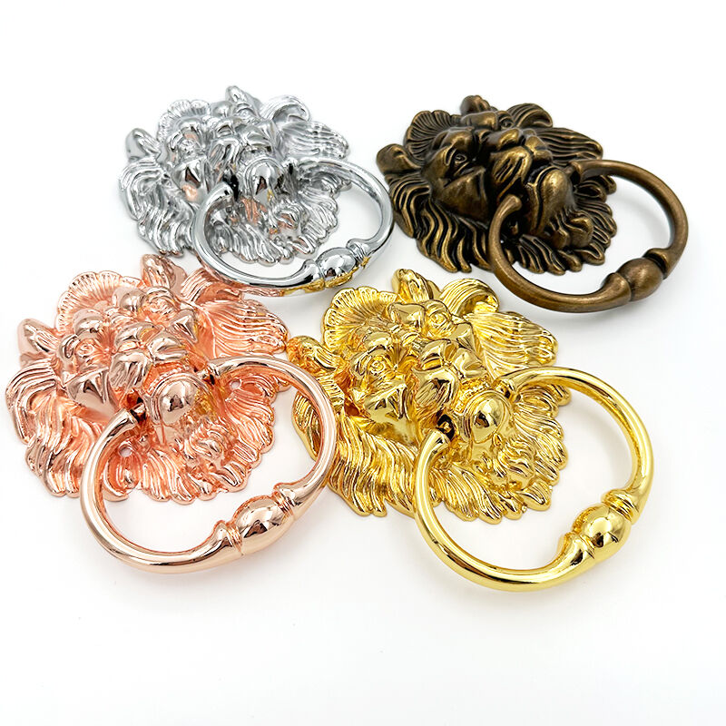 Poignées de meuble Wejoy à motif de lion | Poignées à bague en bronze | Poignées de meuble de luxe pour la décoration de portes