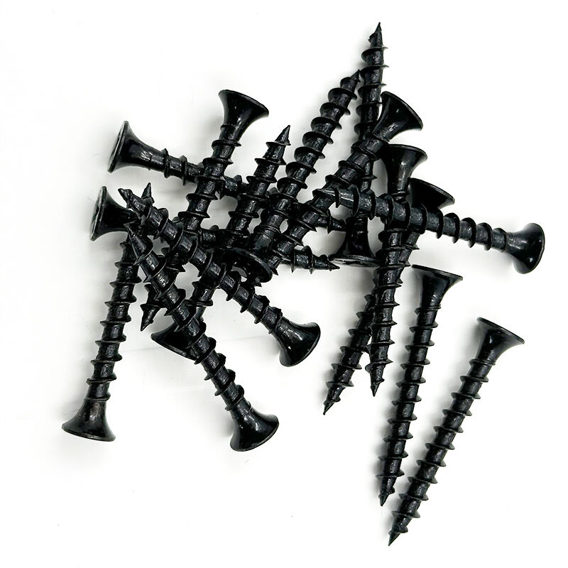 Wejoy M8 x 38mm Black Drywall Screws Phillips Flat Head Countersunk Bugle Coarse Thread Self Tapping Screws Carbon Steel Black Phosphate Fasteners for Furniture Wood Stud