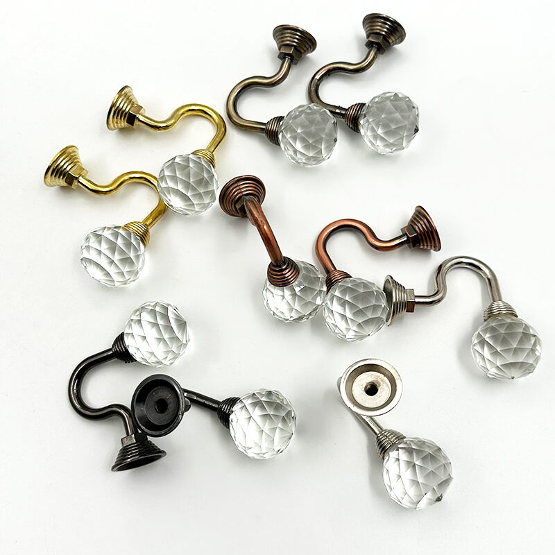 Wejoy Alloy Material Luxury European Style Decorative Single Crystal Wall Hook Coat Robe Hat Hook for Bathroom Bedroom Furniture Cabinet Door