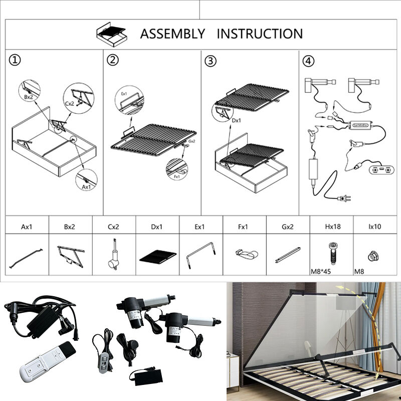 آلية رفع سرير كهربائية من وي جوي، سرير تخزيني، رافعة غازية لمعدات الأثاث، معدات أثاث لرفع وتخزين السرير