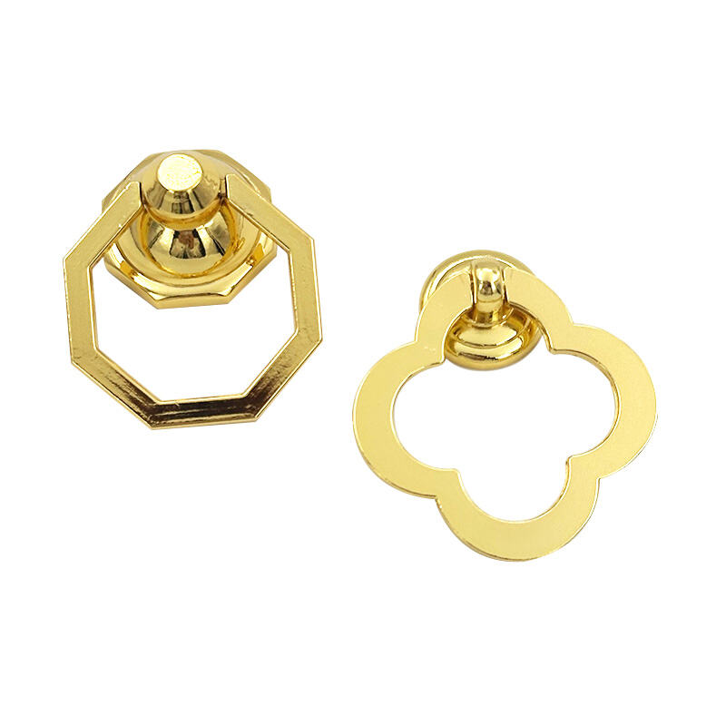 Poignées de meuble Wejoy en forme d'octogone avec motif floral | Tirages pour tiroirs en métal doré | Quincaillerie décorative pour cuisine, armoire et rembourrage