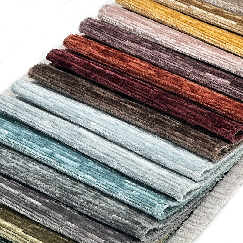 Wejoy Wear Resistance Polyester Pinstripe Crisperding Chenille Fabrics for Upholstery