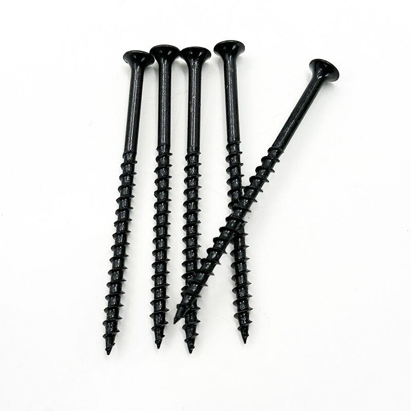 براغي الجبس السوداء من وي جوي موديل M8 × 75 مم، ذات خيوط خشنة، ذاتية التثبيت، برأس مسطح بنمط فيليبس، ومقصوصة على شكل مخروطي (بُغْل)، تُستخدم في تركيب ألواح الجبس والجبس الليفي والأخشاب الداعمة وألواح الجبس الفوسفاتي والأخشاب.