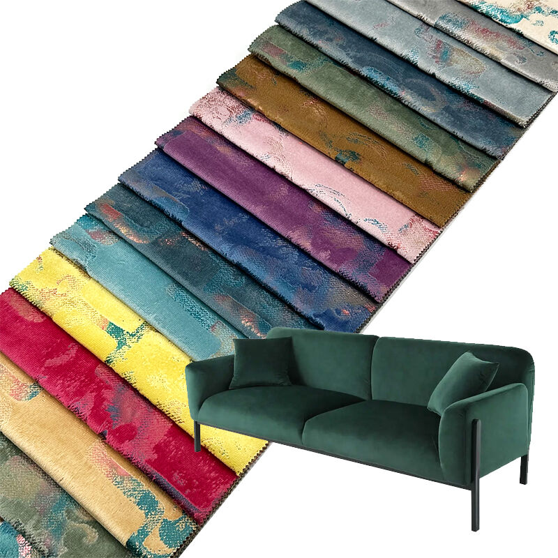 Wejoy Factory Customized Super Soft Original Waterproof Upholstery Polyester Sofa Bronzed Print Velvet Fabric for Sofa Cover and Bed