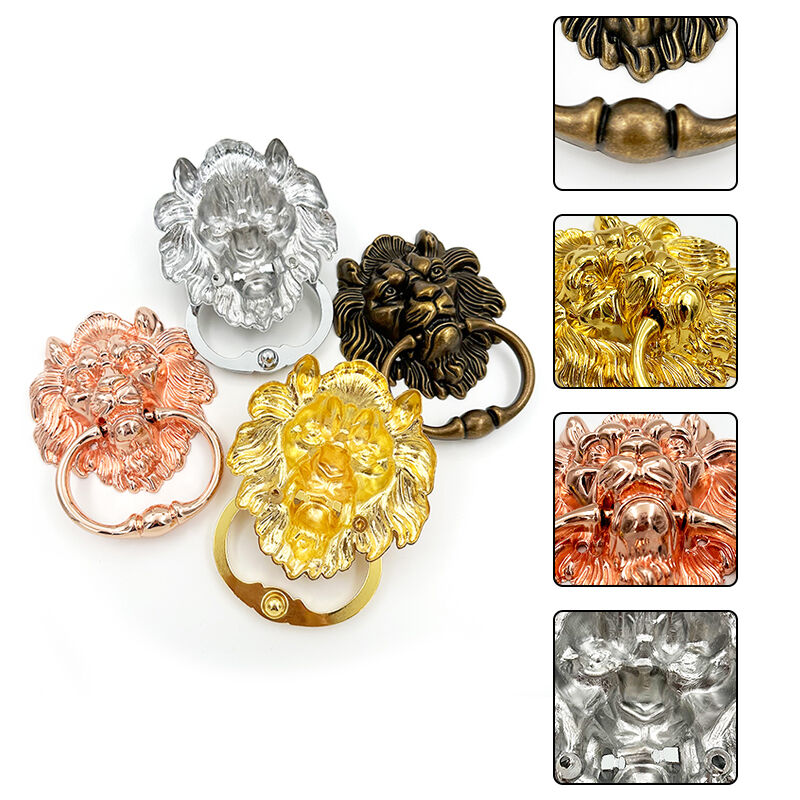 Poignées de meuble Wejoy à motif de lion | Poignées à bague en bronze | Poignées de meuble de luxe pour la décoration de portes