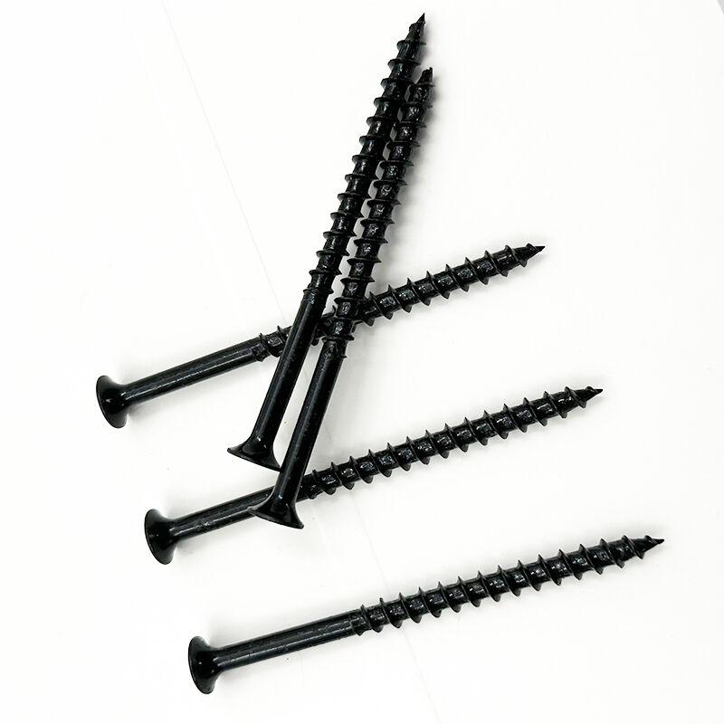 براغي وي جوي ذاتية التثبيت السوداء القوية مقاس M10 × 75 مم، ذات رأس مسطح ومحرك سداسي الشكل، مصنوعة من فولاذ كربوني ذي خيوط خشنة، وتُستخدم في إنشاء الأثاث عالي التحمل وتثبيت العناصر في الخرسانة.