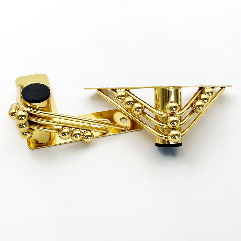 Wejoy Customized 6cm Height Gold Triangle Metal Iron Sofa Corner Legs with Steel Ball