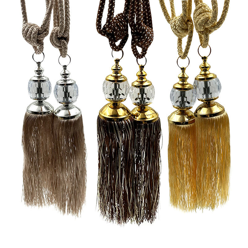 Wejoy Crystal Ball Curtain Tassel Tiebacks Handmade Curtain Straps Rope Curtain Holdbacks for Window Drapery Wholesale