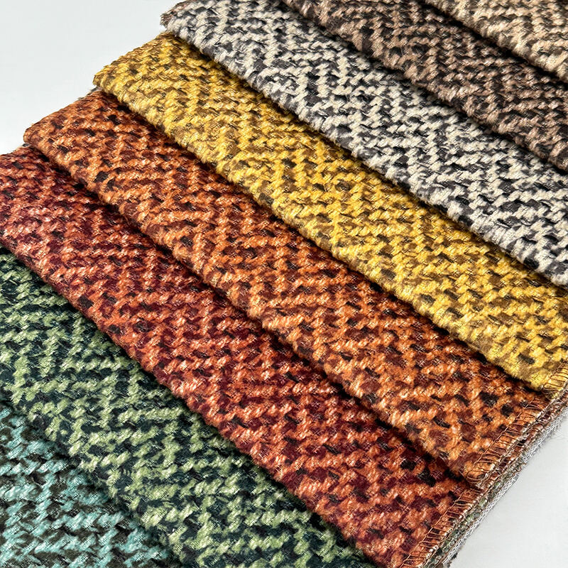 Wejoy Thick 390gsm Check Pattern Polyester Chenille Fabric for Furniture Upholstery