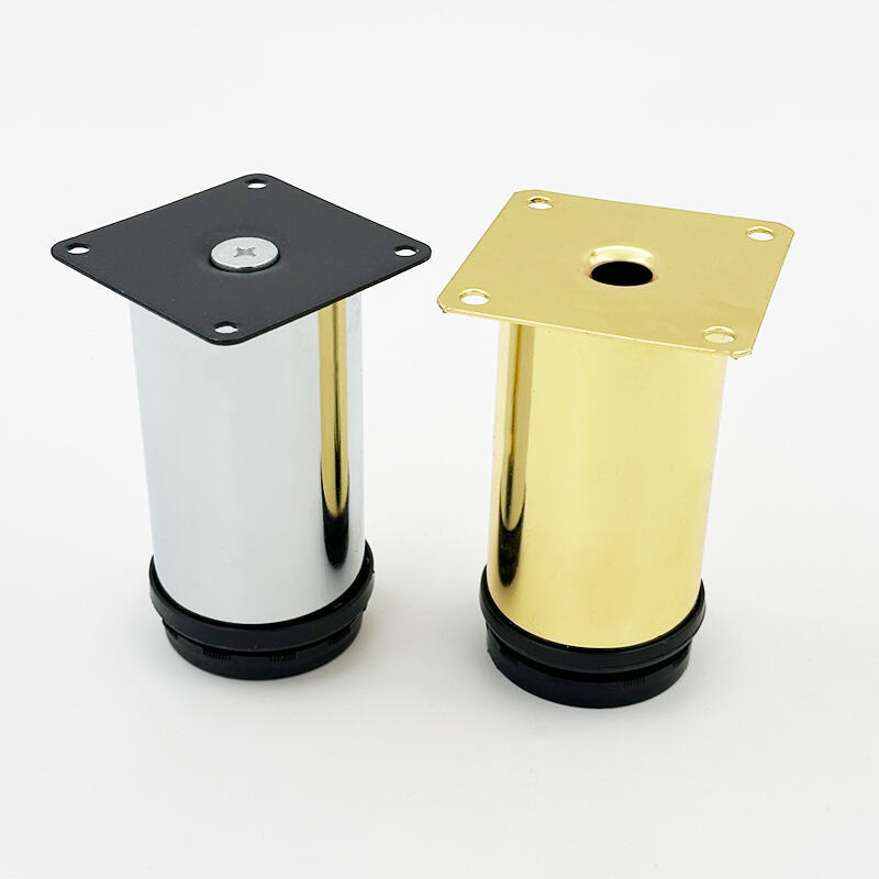 Wejoy Wholesales 8cm 10cm Cylinder Chrome Golden Mirror Face Metal Furniture Sofa Legs