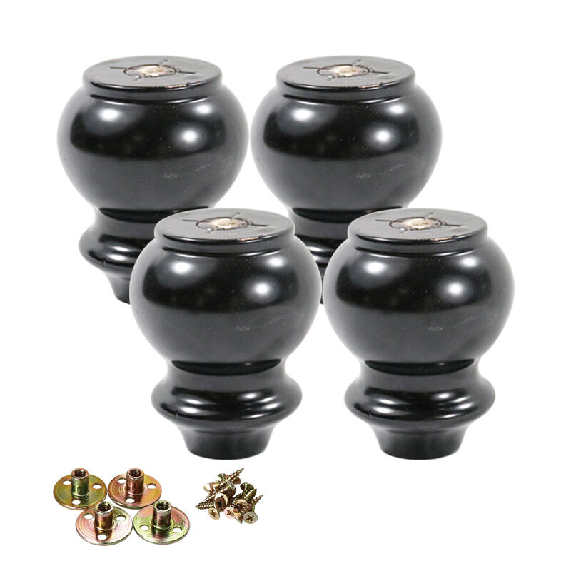 Wejoy Wholesaler Chair Parts Furniture 10cm Height Black Wooden Bed Leg