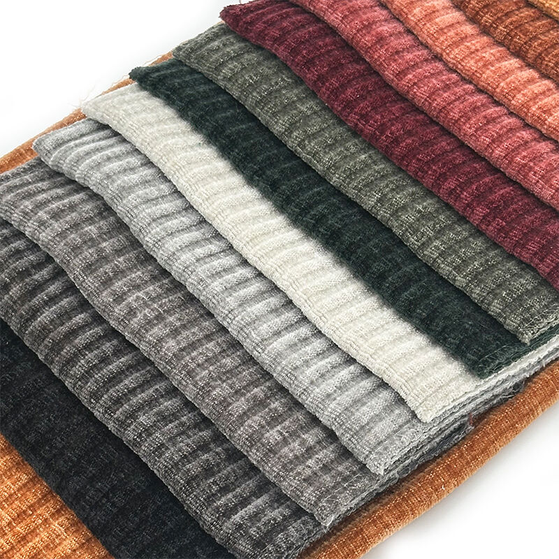 Wejoy 450gsm Single Side Fine Stripe Chenille Fabrics Upholstery Fabrics for Winter Series