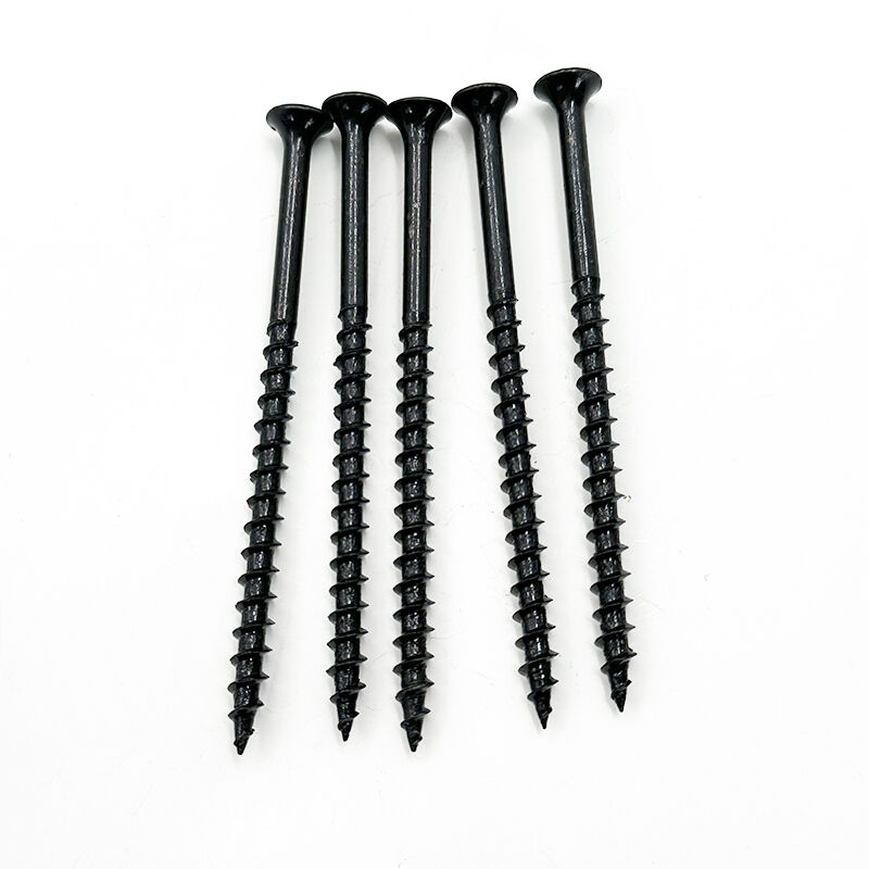 براغي الجبس السوداء من وي جوي موديل M8 × 75 مم، ذات خيوط خشنة، ذاتية التثبيت، برأس مسطح بنمط فيليبس، ومقصوصة على شكل مخروطي (بُغْل)، تُستخدم في تركيب ألواح الجبس والجبس الليفي والأخشاب الداعمة وألواح الجبس الفوسفاتي والأخشاب.