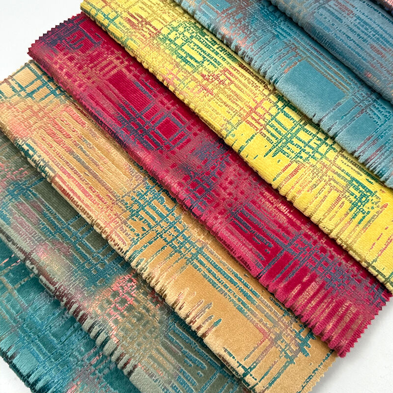 Wejoy Gold Foil Print Velvet With Foil Bronzed Gold Foil Print Velvet Fabric for Furniture Sofa Chair