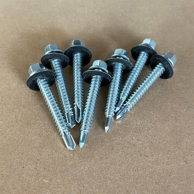 براغي ذاتية الحفر برأس سداسي مُسنَّن من وي جوي، مطلية بالزنك، براغي ذاتية التثبيت على شكل ذيل حمامة، براغي تيك ذات رأس سداسي مزوَّدة بغسالة، مزودة بغسالة من مادة الإيثيلين بروبيلين ثنائي المونومر (EPDM)، وتُستخدم في تركيب أسقف الفولاذ والبناء المعدني وتثبيت ألواح الطاقة الشمسية