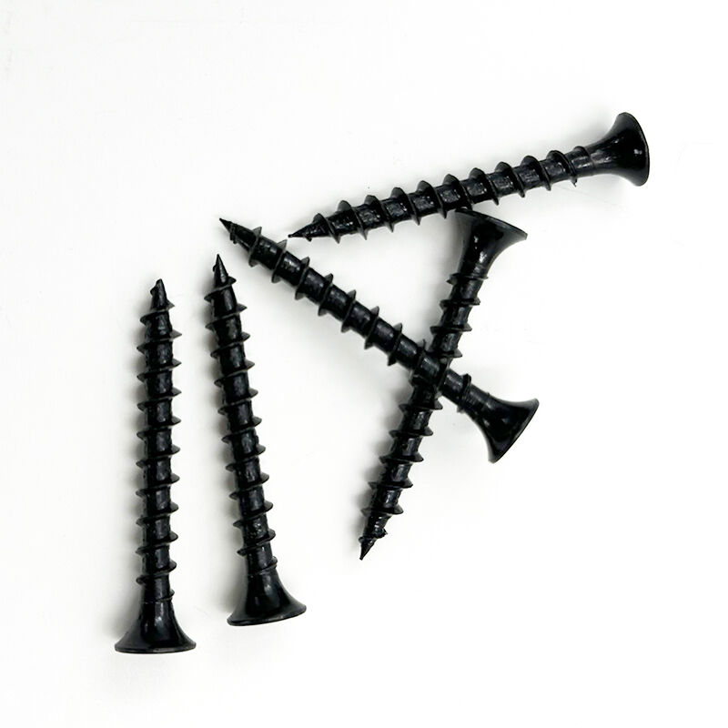 Wejoy M8 x 38mm Black Drywall Screws Phillips Flat Head Countersunk Bugle Coarse Thread Self Tapping Screws Carbon Steel Black Phosphate Fasteners for Furniture Wood Stud