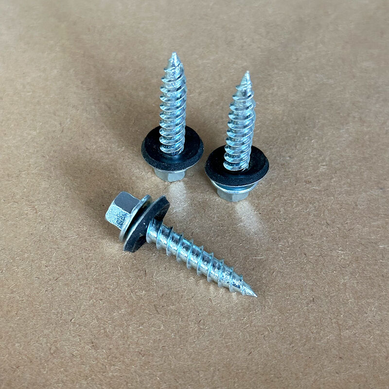 براغي السقف ذاتية الحفر من وي جوي، براغي تيك ذات رأس سداسي مع ذيل صغير، رقم نقطة الحفر ١، غسالة من مادة الإيثيلين بروبيلين ثنائي المونومر (EPDM)، مصنوعة من فولاذ كربوني ومطلية بالزنك، وتُستخدم في تركيب أسقف المعادن وتشطيب الأسطح الفولاذية