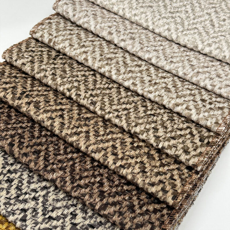 Wejoy Thick 390gsm Check Pattern Polyester Chenille Fabric for Furniture Upholstery