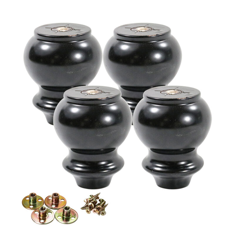 Wejoy Wholesaler Chair Parts Furniture 10cm Height Black Wooden Bed Leg