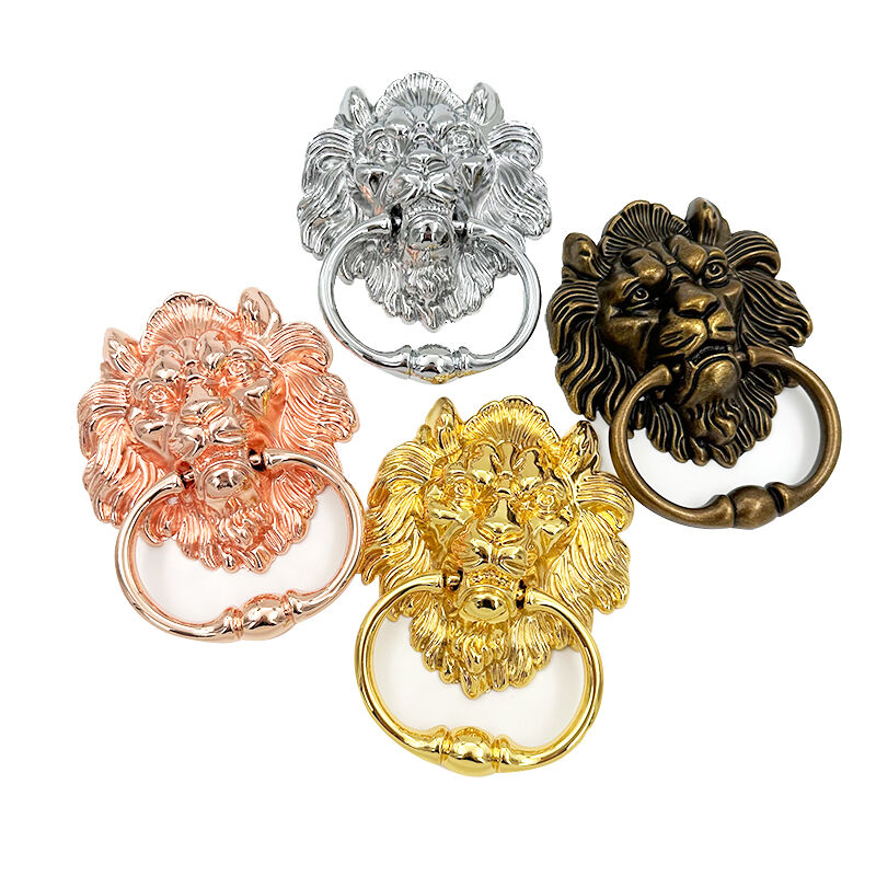 Poignées de meuble Wejoy à motif de lion | Poignées à bague en bronze | Poignées de meuble de luxe pour la décoration de portes