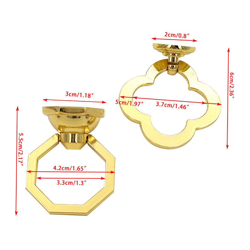 Poignées de meuble Wejoy en forme d'octogone avec motif floral | Tirages pour tiroirs en métal doré | Quincaillerie décorative pour cuisine, armoire et rembourrage