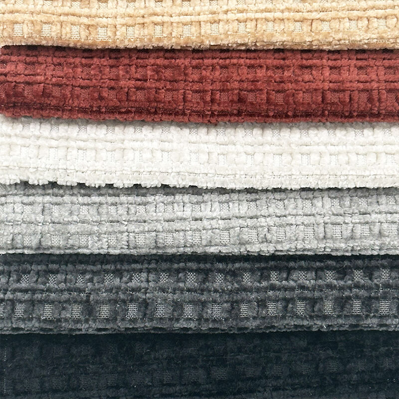 Wejoy Colorful 260gsm Single Side Checkered Ripstop Pattern Chenille for Furniture Sofa Cover