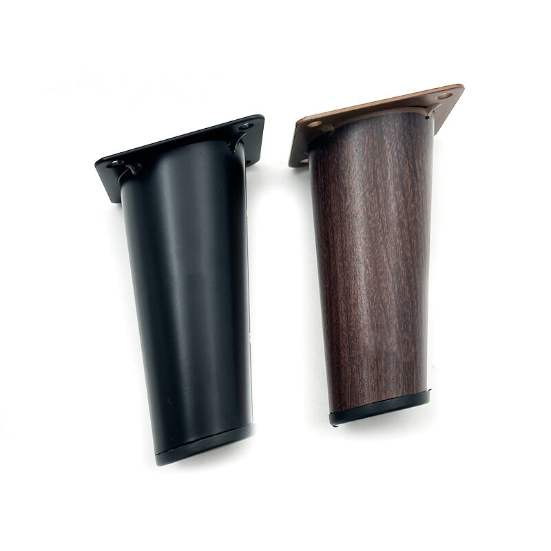 Wejoy Furniture 150 მმ რკინის კაბინეტის ფეხები, სოფას მეტალის ფეხები, 6 დუйმიანი შევერდნებული მილი, ხის ფერის ფეხები