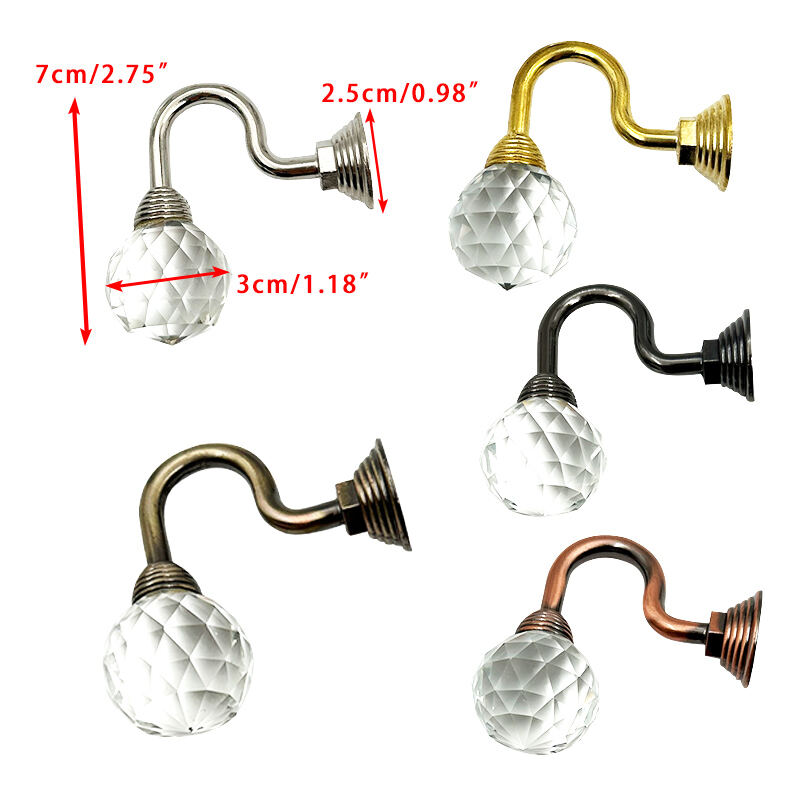 Wejoy Alloy Material Luxury European Style Decorative Single Crystal Wall Hook Coat Robe Hat Hook for Bathroom Bedroom Furniture Cabinet Door