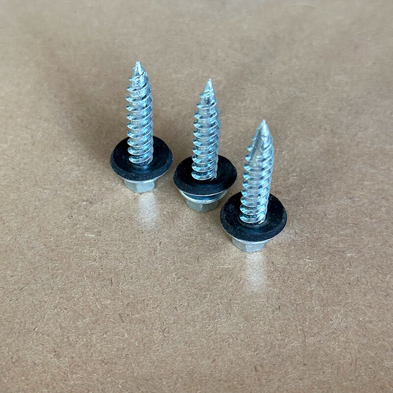 براغي السقف ذاتية الحفر من وي جوي، براغي تيك ذات رأس سداسي مع ذيل صغير، رقم نقطة الحفر ١، غسالة من مادة الإيثيلين بروبيلين ثنائي المونومر (EPDM)، مصنوعة من فولاذ كربوني ومطلية بالزنك، وتُستخدم في تركيب أسقف المعادن وتشطيب الأسطح الفولاذية