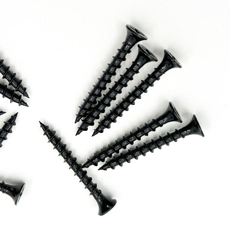 Wejoy M8 x 38mm Black Drywall Screws Phillips Flat Head Countersunk Bugle Coarse Thread Self Tapping Screws Carbon Steel Black Phosphate Fasteners for Furniture Wood Stud