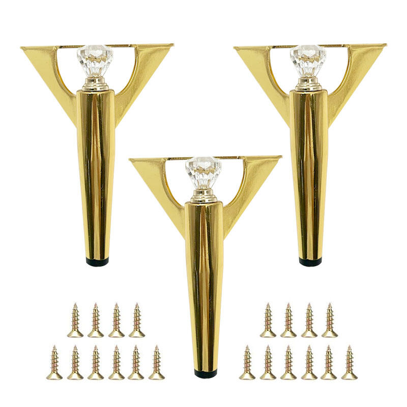 वीजॉय धातु लोहे के स्वर्ण फर्नीचर सोफा पैर, क्रिस्टल बटन सजावट के साथ