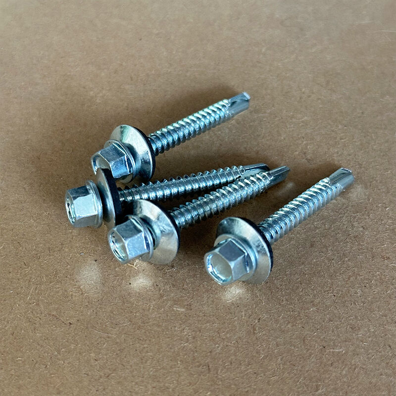 براغي ذاتية الحفر برأس سداسي مُسنَّن من وي جوي، مطلية بالزنك، براغي ذاتية التثبيت على شكل ذيل حمامة، براغي تيك ذات رأس سداسي مزوَّدة بغسالة، مزودة بغسالة من مادة الإيثيلين بروبيلين ثنائي المونومر (EPDM)، وتُستخدم في تركيب أسقف الفولاذ والبناء المعدني وتثبيت ألواح الطاقة الشمسية