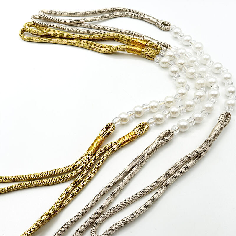 Wejoy Curtain Accessories Beading Curtain Straps Curtain Tie Back White Beaded Curtain Tieback Decorative Tieback Boho Curtain Holdback Window Treatment Accessories for Living Room Bedroom Kitchen