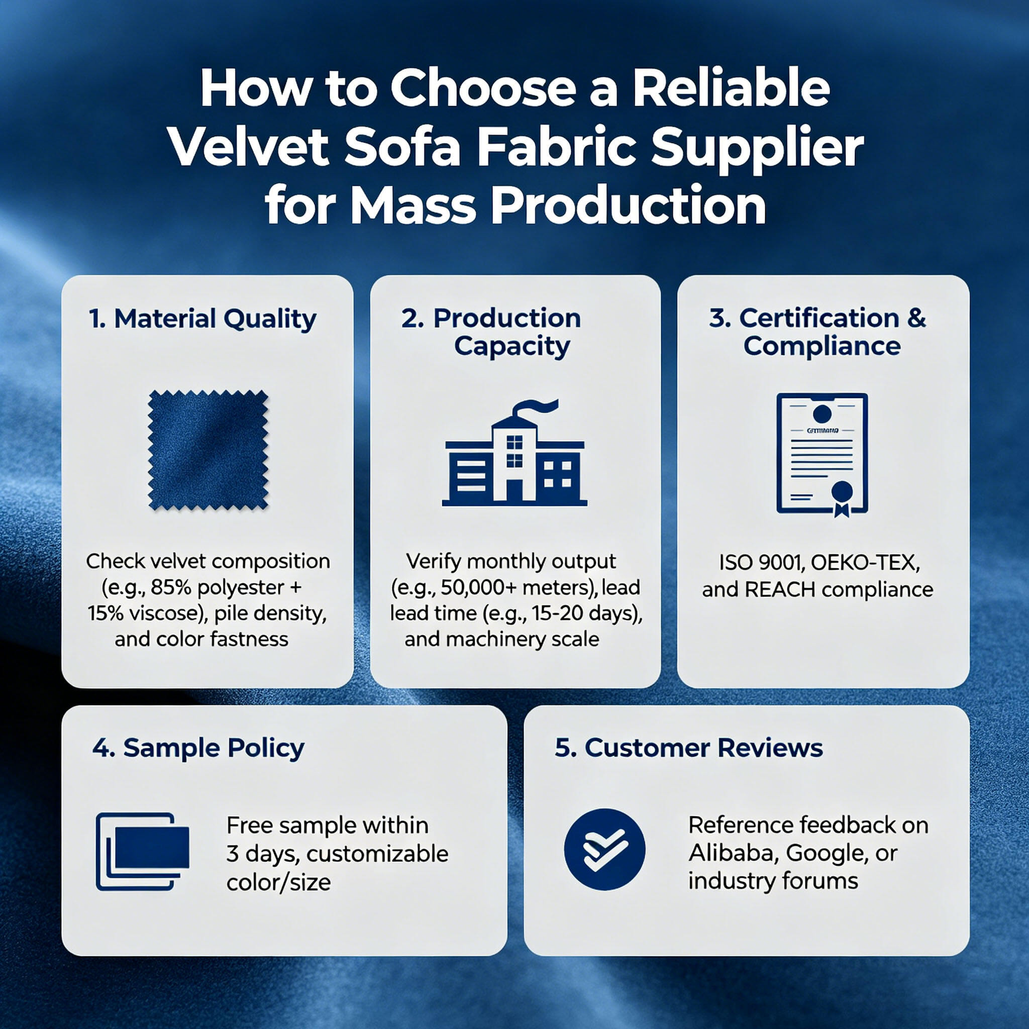 Ako vybrať spoľahlivého dodávateľa plátna na sametové gaučy pre sériovú výrobu