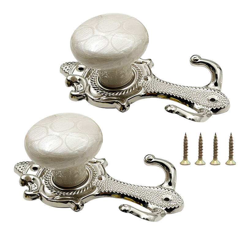 Wejoy Vintage Marble Metal Curtain Holdbacks Wall Mount Hook Drapery Tieback for Curtain Rod Hardware Wholesale