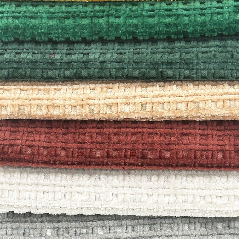Wejoy Colorful 260gsm Single Side Checkered Ripstop Pattern Chenille for Furniture Sofa Cover