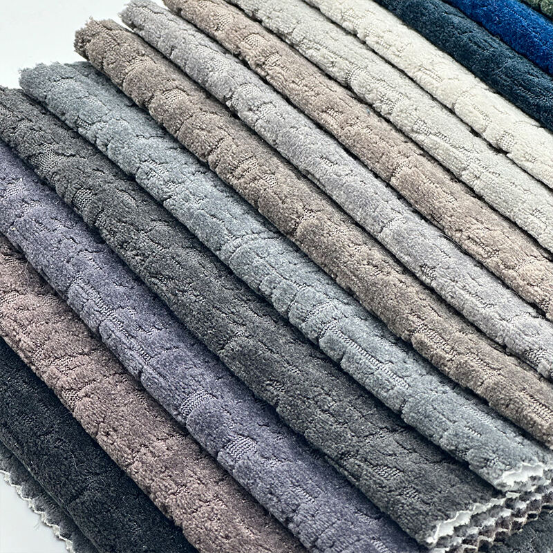 Wejoy New Elastic Cotton Imitation Velvet Backing Jacquard Stone Pattern Chenille Fabrics Sofa Fabrics