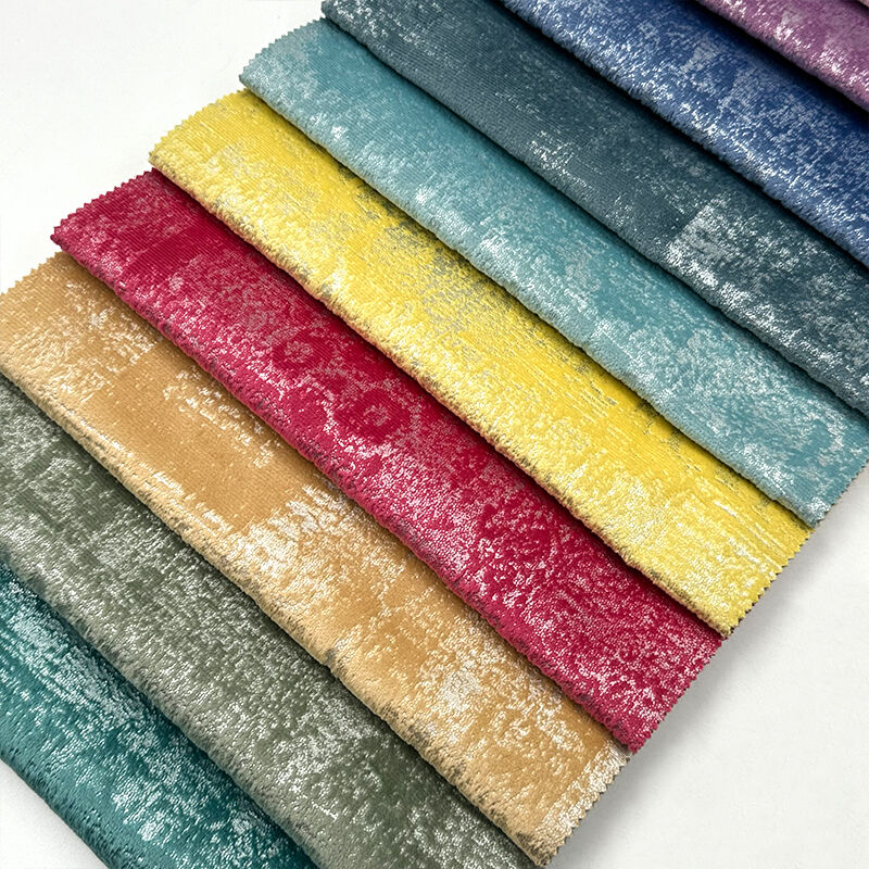 Wejoy New Design Fashion 100% Polyester Golden Bronzed Fabric Sofa Upholstery Bronzing Velvet Fabric for Sofa