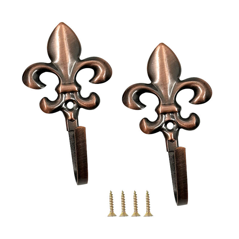 Wejoy Wholesale Hot Selling Curtain Accessories Iron Plating Single Flower Hook Decorative Single Hook Floral Drapery Hook Iron Curtain Hook for Window Treatment Home Decor Bathroom Bedroom Kitchen