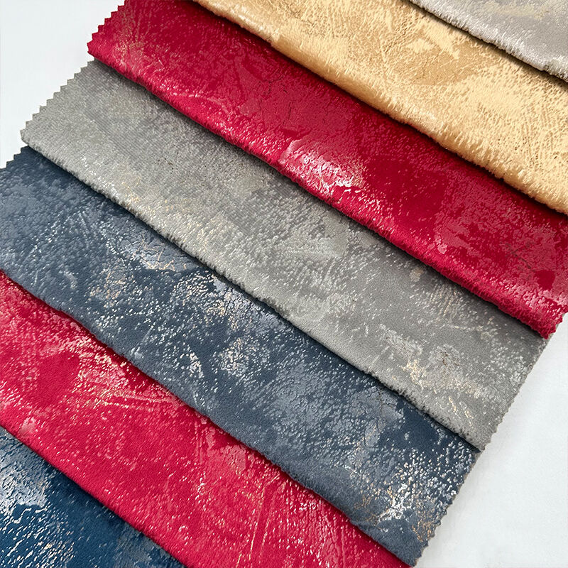Wejoy 100% Polyester 320gsm Foil Stamping Glue Pressing Velvet Fabric for Upholstery