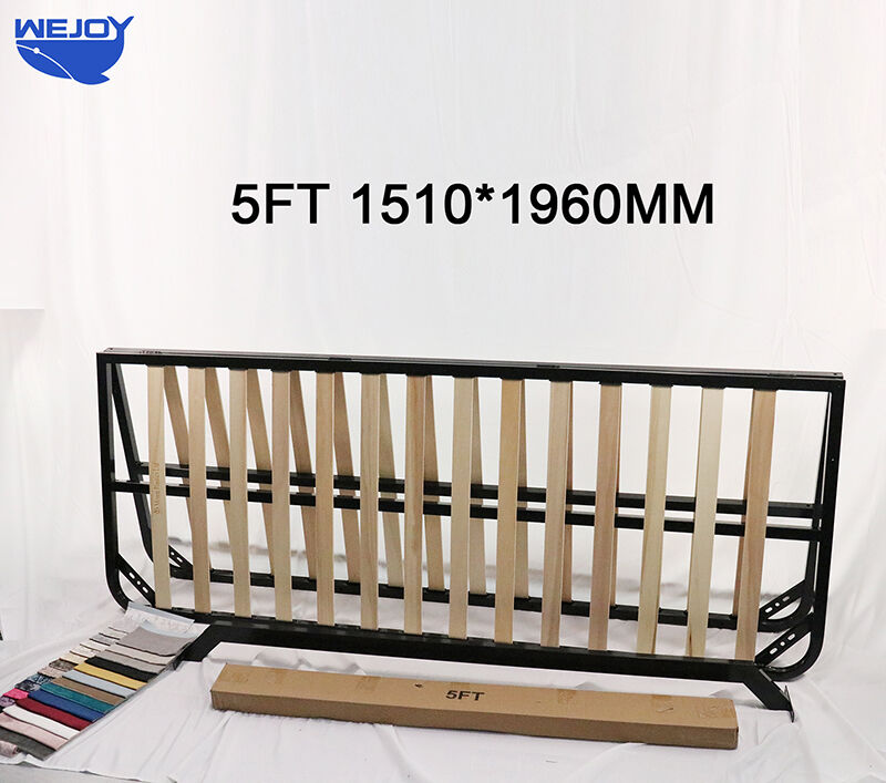 Wejoy British Style Gas Lift Ottoman Folding Platform 5ft king Size Wood Bed Frame for bed Room