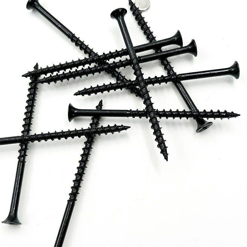 براغي الجبس السوداء من وي جوي موديل M8 × 75 مم، ذات خيوط خشنة، ذاتية التثبيت، برأس مسطح بنمط فيليبس، ومقصوصة على شكل مخروطي (بُغْل)، تُستخدم في تركيب ألواح الجبس والجبس الليفي والأخشاب الداعمة وألواح الجبس الفوسفاتي والأخشاب.