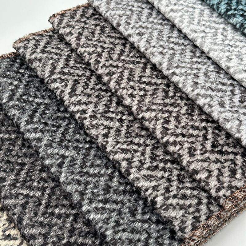 Wejoy Thick 390gsm Check Pattern Polyester Chenille Fabric for Furniture Upholstery