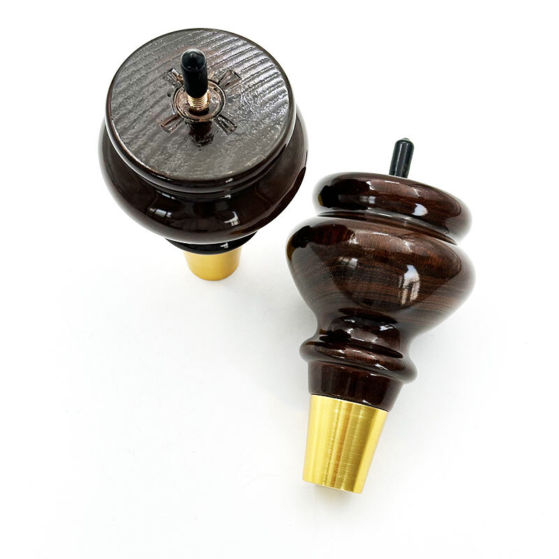 Wejoy Factory Furniture Parts 13cm Height Glossy Topcoat Brown Color Wooden Legs
