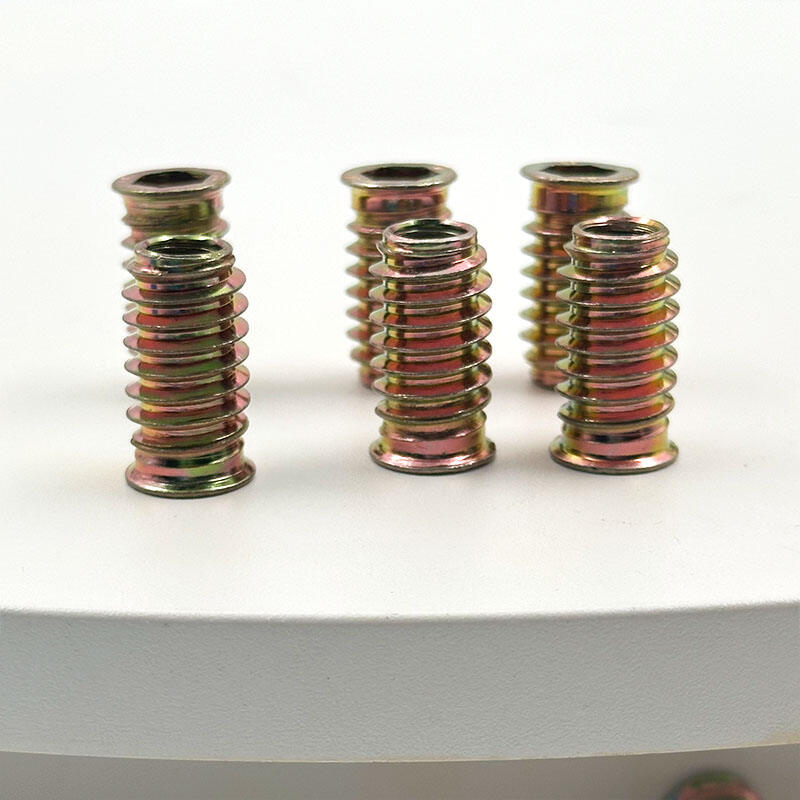 Wejoy Yellow Zinc Plated Steel M8 Timber Flange Threaded Furniture Insert Nuts for Wood