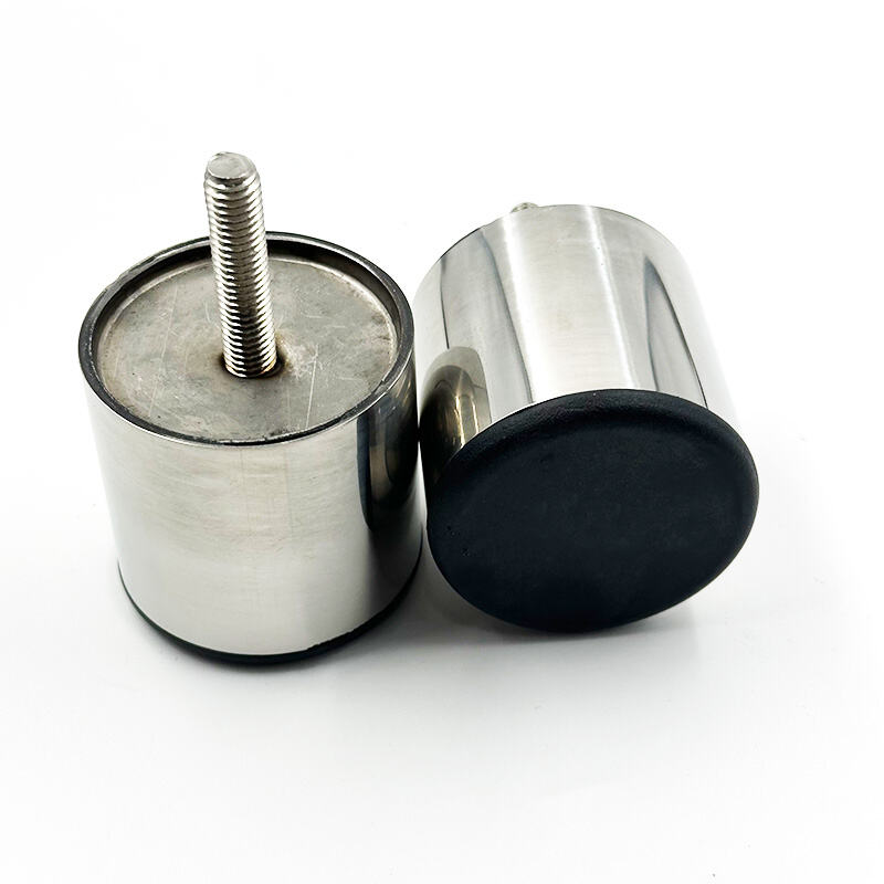 Wejoy Hardware Circular Straight Tube Chrome Tube Legs Bottom Black Rubber Support Feet Sofa Legs