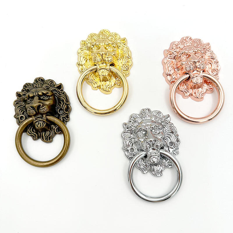Poignées chromées Wejoy pour portes — heurtoirs à tête de lion avec anneau, quincaillerie pour tiroirs, poignées pour armoires, poignées pour meubles de cuisine, poignées pour vasques de salle de bain, poignées vintage pour armoires